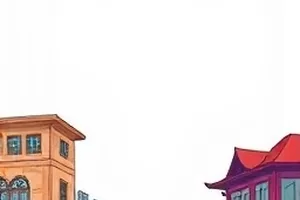 《轴向黎明》封面：环状结构从地平线升起，天线阵列伸向天顶